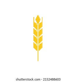 pixel wheat icon.  Vector pixel art gluten 8 bit logo for game