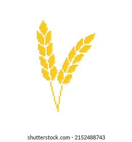 pixel wheat icon.  Vector pixel art gluten 8 bit logo for game