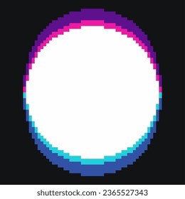 Pixel White Circle with Vertical Neon Color Leak, Template Illustration