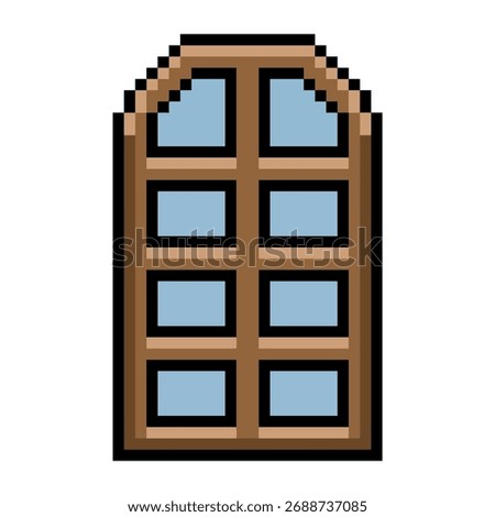 Pixel window icon vector. Ideal for application interface, software, and view themes. This digital graphic is perfect for game, retro game, or 8 bit design projects and assets.