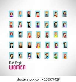 pixel women vector icon design