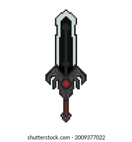 Pixel Wonder Black Sword  For Assets ,Isolated on White Background