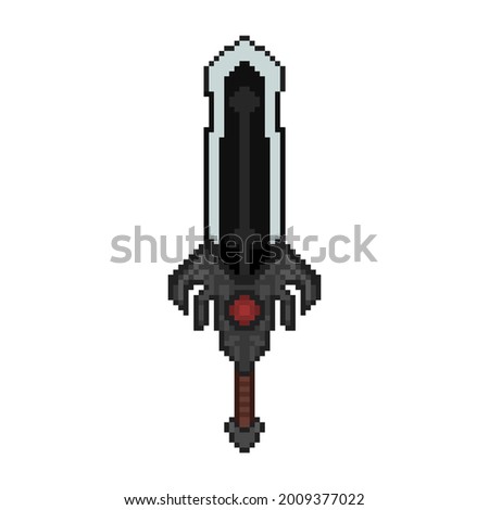 Pixel Wonder Black Sword  For Assets ,Isolated on White Background