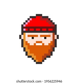 Pixel woodcutter's head. Isolated vector image in eps format.	