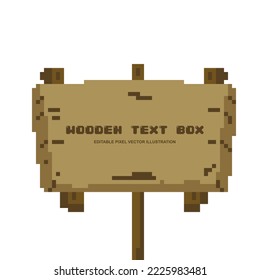 Pixel wooden text box icon vector illustration for video game asset, motion graphic and others