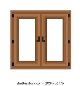 Ventana de madera de píxeles, ilustración vectorial