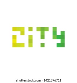 Pixel word city vector for font and typography