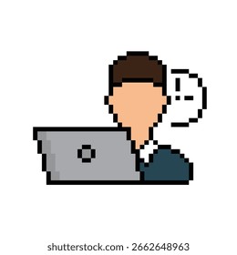 pixel  work hours icon.  Vector pixel art office job 8 bit logo for game