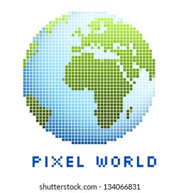 pixel world icon isolated
