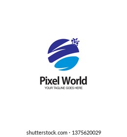 Pixel World logo design