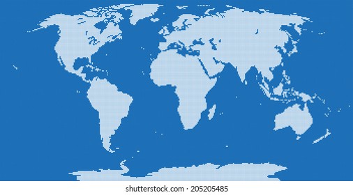 Pixel world map, very high detail.