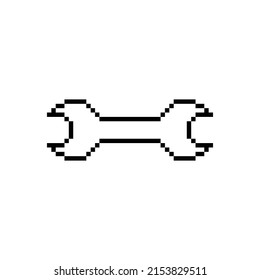 pixel wrench  icon.  Vector pixel art Repair 8 bit logo for game