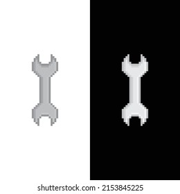 pixel wrench  icon.  Vector pixel art Repair 8 bit logo for game