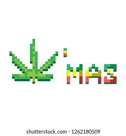 Pixel Xmas Cannabis Vector.