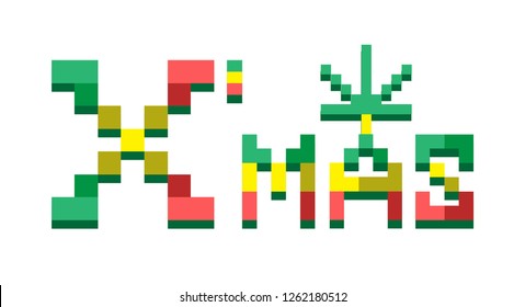 Pixel Xmas Cannabis Vector.