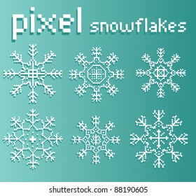 Pixel Xmas Snowflake Element Set