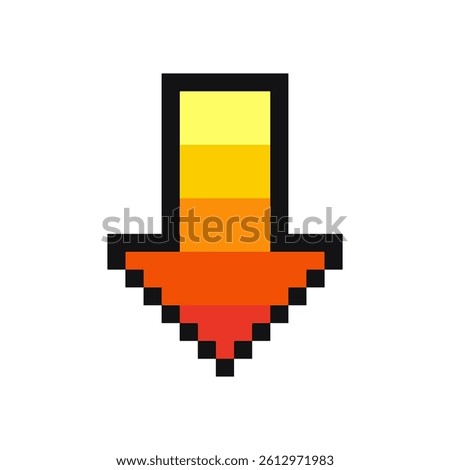 Pixel yellow arrow, 8 bit arrow pointing down.