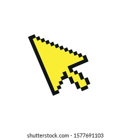 Pixel yellow arrow icon. Simple vector illustration.