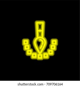 Pixel yellow glowing neon ui ux icon. Glowing sign logo vector