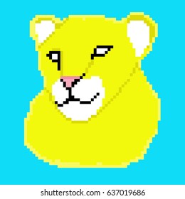 Pixel yellow leopard head