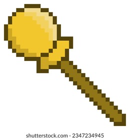 Pixel Yellow Punch Stick Icon, Isolated