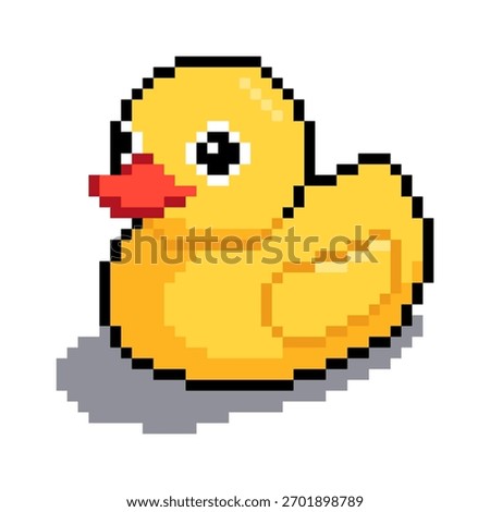 Pixel Yellow Rubber Duck on White background vector illustration