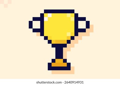Pixel yellow winner cup 8 bit style.