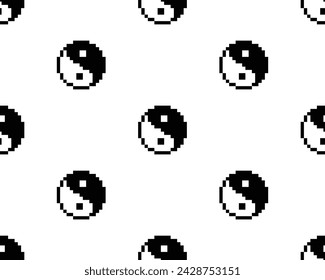  pixel  Yin Yang Seamless Pattern vector eco background  pixel art for 8 bit game