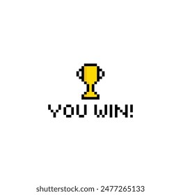 pixel You win  icon trophy winner 8 bit icon for computer games