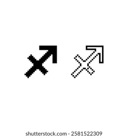 pixel Zodiac Symbol icon  sign for 8 bit Archer Constellation.  game logo