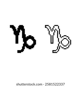 pixel Zodiac Symbol icon  sign for 8 bit Mountain Sea-goat game logo