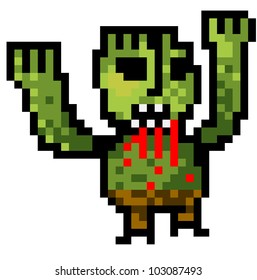 Pixel Zombie With Bloody Mouth