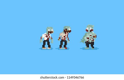 Pixel zombie character. 8bit. Halloween.