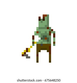 Pixel zombies with weapons for games and applications