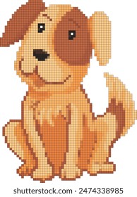 PixelArt Animated brown dog great for avatar icon or for t-shirt mockup design