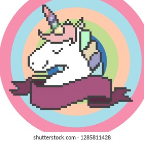 Pixel-art character magic unicorn 