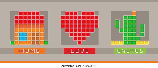 Pixelart simple icons. Vector illustration.