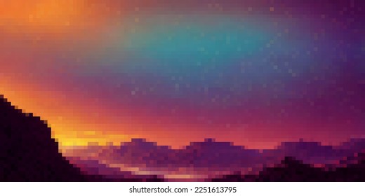 Pixelart space gradient colorful background