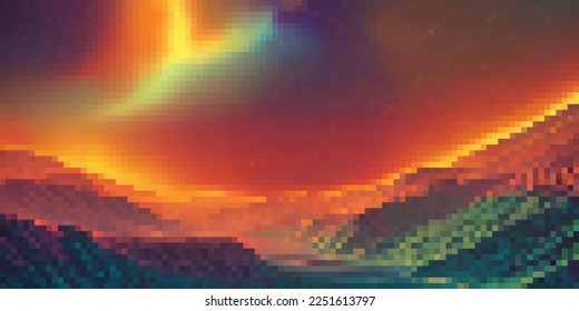 Pixelart space gradient colorful background