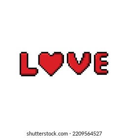 Pixelart Text Love Color Red 64 Bit