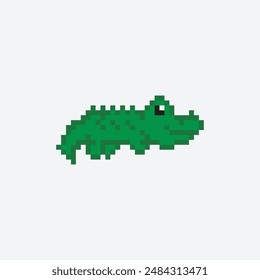 Pixelat Art Crocodile Logo Vector Illustration