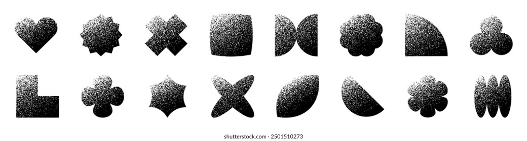 Verpixeln Brutalist geometrische Formen gesetzt. Lärm naive spielerische Formen.