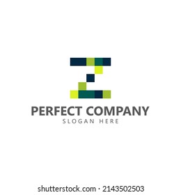 Pixelate letter Z vector logo. Logo for technology, apps, security, data, gaming, and broadband connection.