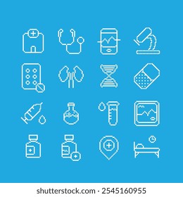 Pixelate Medical icon set in flat style