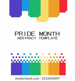 Pixelated 8 bit LGBT Pride Rainbow Falling Lines Template, White Background