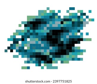 Arte spot abstracto pixelado en medio tono azul aislado en blanco. Elemento de diseño vectorial moderno para postales, carátulas, aplicaciones móviles, banner web, impresión en camisetas, textiles domésticos, ropa de cama, tela