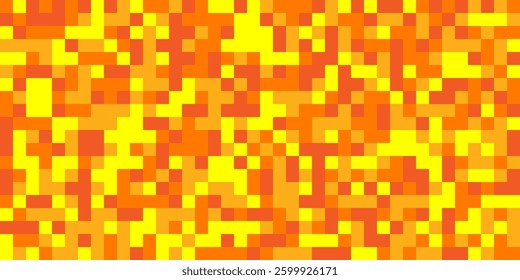 pixelated abstract vector pattern in bright yellow and orange, creating a digital, mosaic-like texture with a dynamic and energetic feel.