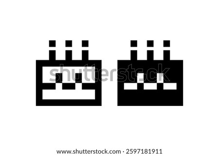 Pixelated alien invader icons in black and white Vector