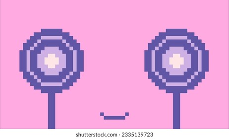 Pixelated Android Face on Happy Smile, Pink Colored