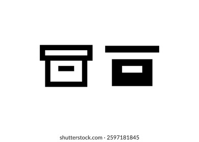 Pixelated archive storage box icons in black Vector